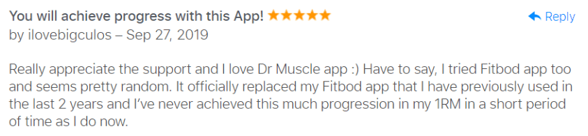 Ilovebig review of Dr. Muscle Fitbod